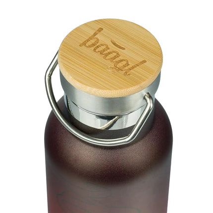 Baagl Baagl Thermosfles Bamboedeksel Rood-Zwart 500 ml