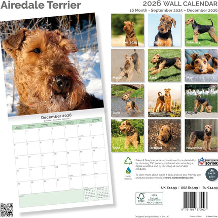 Baker & Bray Airedale Terrier Kalender 2026