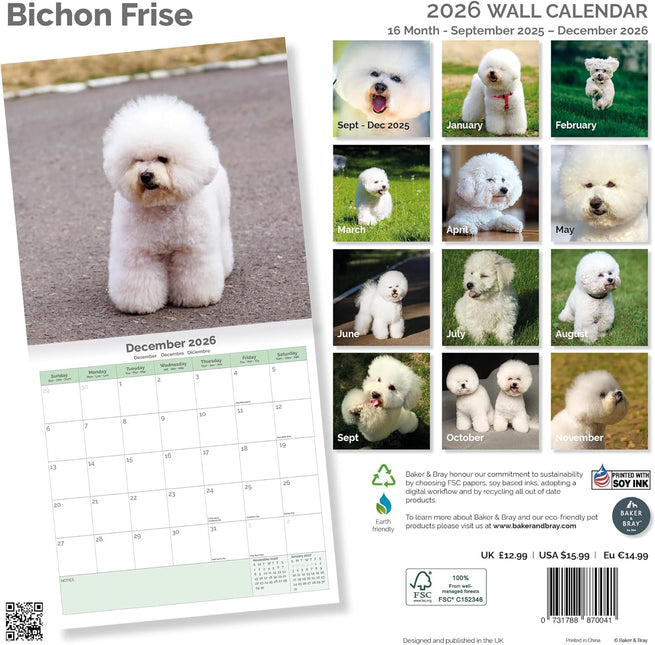 Baker & Bray Bichon Frise Kalender 2026