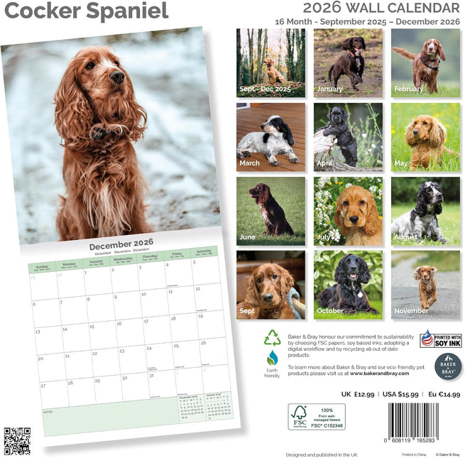 Baker & Bray Engelse Cocker Spaniel Kalender 2026