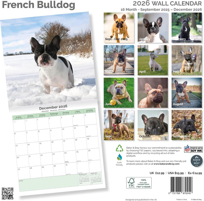Baker & Bray Franse Bulldog Kalender 2026