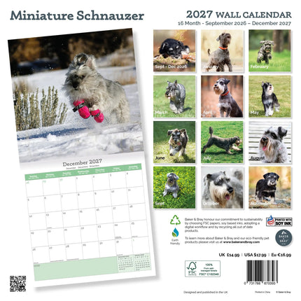 Baker & Bray Miniatuur Schnauzer Kalender 2026