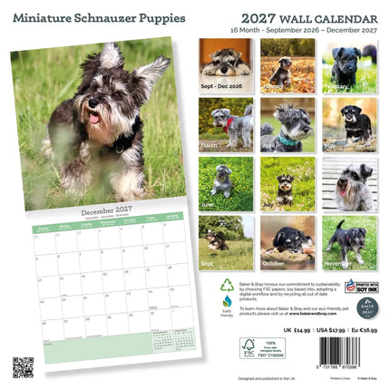 Baker & Bray Miniatuur Schnauzer Puppies Kalender 2027