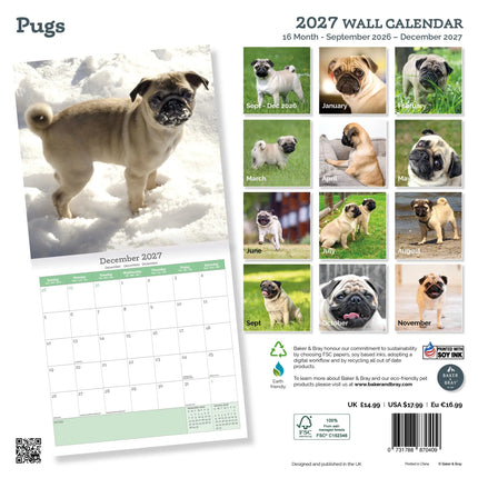 Baker & Bray Mopshond Kalender 2026