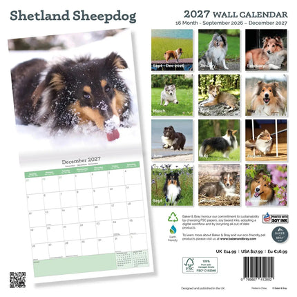 Baker & Bray Shetland Sheepdog Kalender 2027