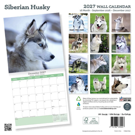 Baker & Bray Siberische Husky Kalender 2027