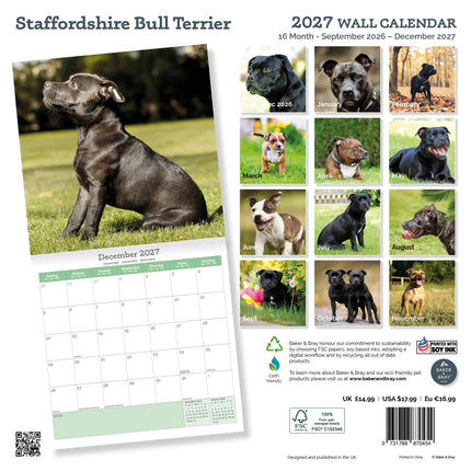Baker & Bray Staffordshire Bull Terrier Kalender 2026