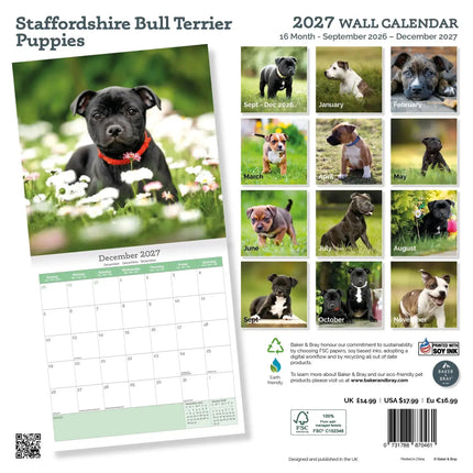 Baker & Bray Staffordshire Bull Terrier Puppies Kalender 2027