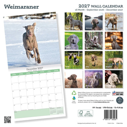 Baker & Bray Weimaraner Kalender 2027