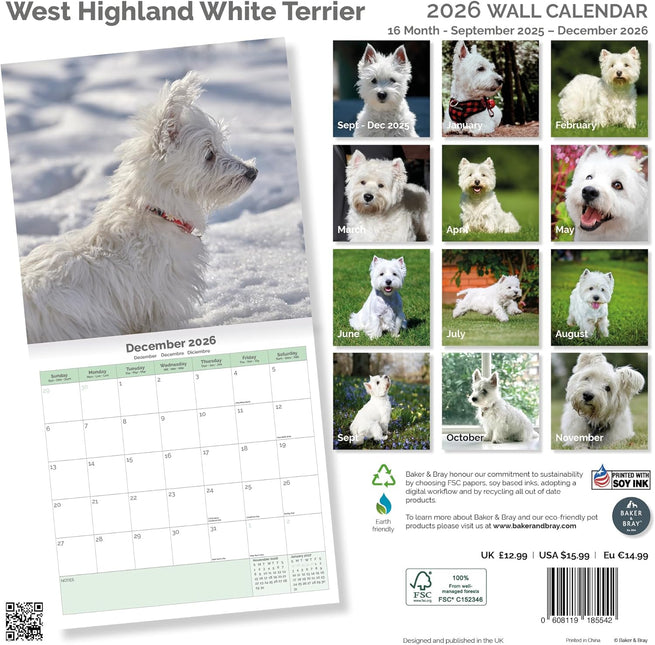 Baker & Bray West Highland White Terrier Kalender 2026