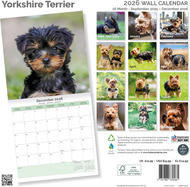 Baker & Bray Yorkshire Terrier Kalender 2026