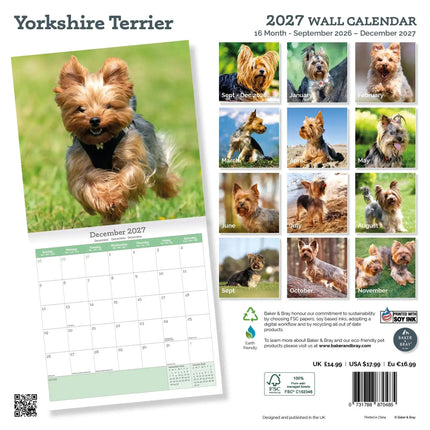 Baker & Bray Yorkshire Terrier Kalender 2027