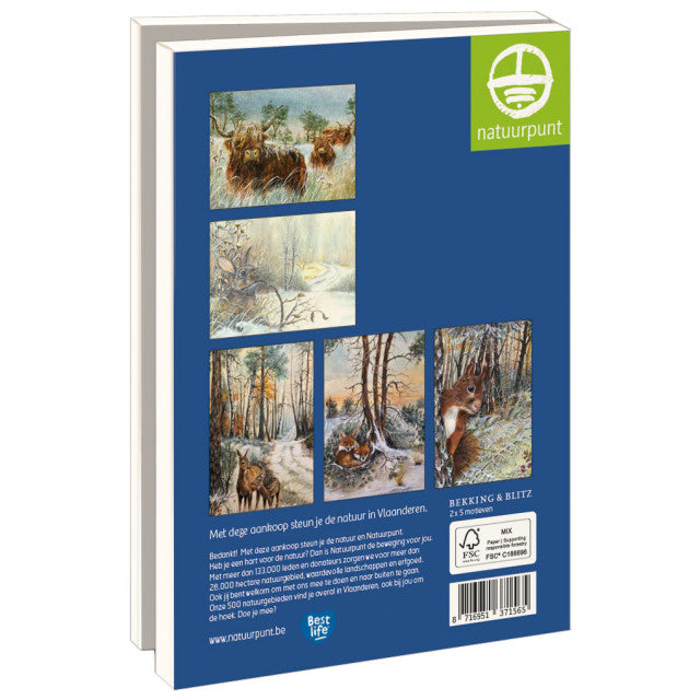 Bekking & Blitz Kaartenmapje 10 stuks met env - Winterdieren Natuurpunt