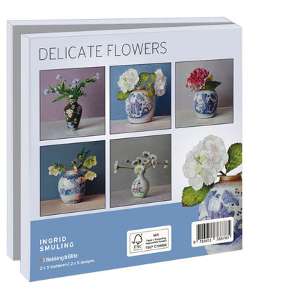 Bekking & Blitz Kaartenmapje Delicate Flowers, Ingrid Smuling 10 Stuks