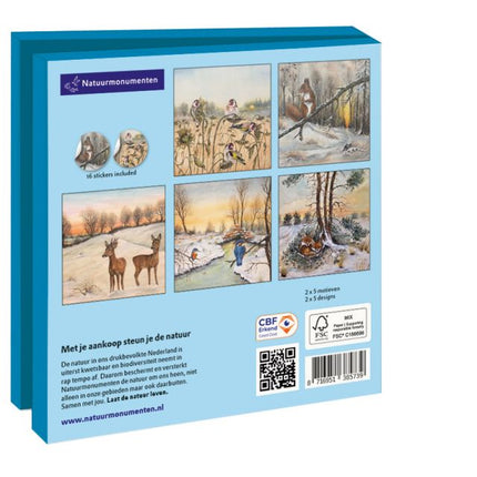 Bekking & Blitz Kaartenmapje Dieren in de Winter, Dennis Meijering 10 Stuks