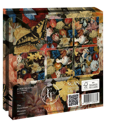 Bekking & Blitz Kaartenmapje Floral & Toile, The Fitzwilliam Museum 10 Stuks