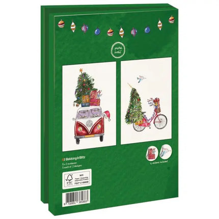 Bekking & Blitz Kaartenmapje Groot: Kerstboom op fiets, Maartje Bodt