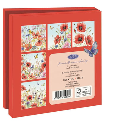 Bekking & Blitz Kaartenmapje Klaprozen, Janneke Brinkman-Salentijn 10 Stuks