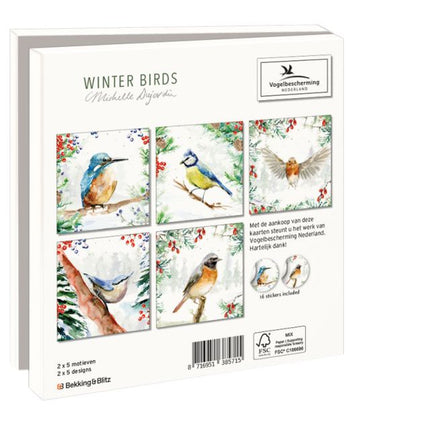 Bekking & Blitz Kaartenmapje Winterbirds, Michelle Dujardin 10 Stuks