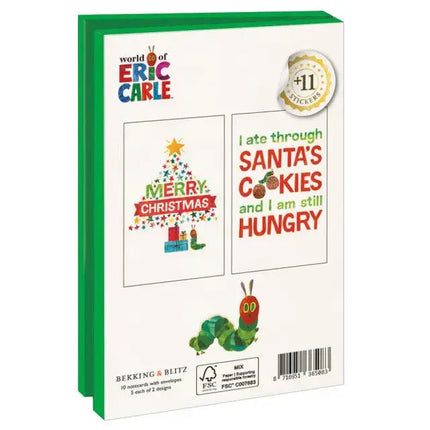 Bekking & Blitz Kerstkaartenmapje 10 stuks met enveloppen – The very hungry caterpillar, Eric Carle