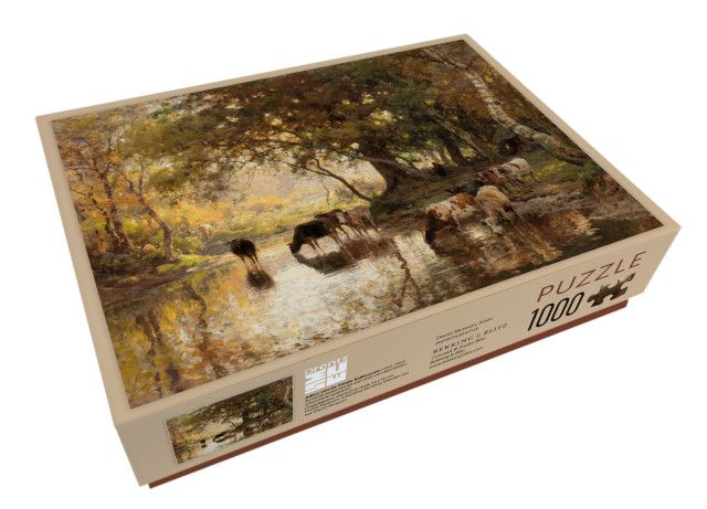 Bekking & Blitz Puzzel (1000 stukjes): Rustende koeienhoeder aan oever, Julius van de Sande Bakhuyzen, Drents Mus.