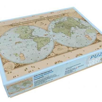 Bekking & Blitz Puzzel (1000 stukjes): Wandkaart van de wereld door Joan Blaeu, Het Scheepvaartmuseum
