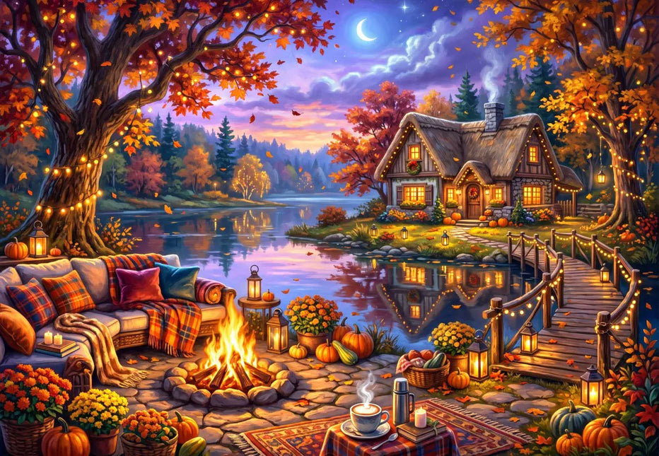 bluebird By the Fireplace Puzzel 1000 Stukjes