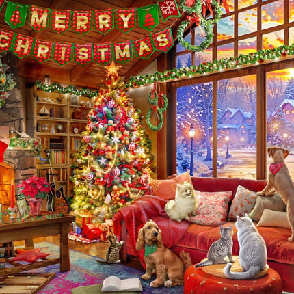 bluebird Christmas Evening with Pets Puzzel 1000 Stukjes