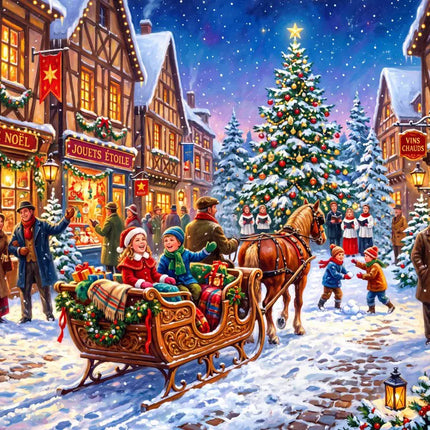 bluebird Christmas in the Village Centre Puzzel 500 Stukjes