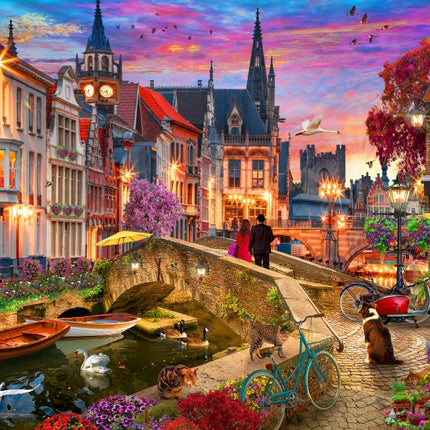 bluebird Evening on Canal Puzzel 1000 stukjes