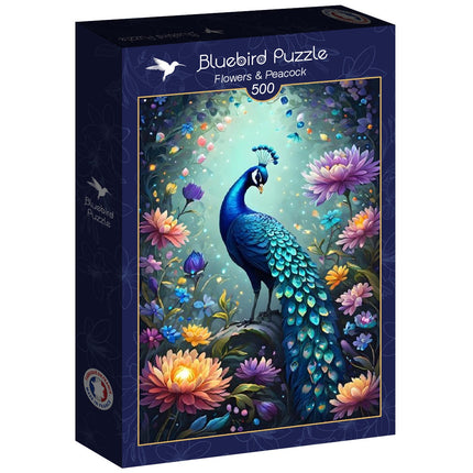 bluebird Flowers & Peacock Puzzel 500 stukjes