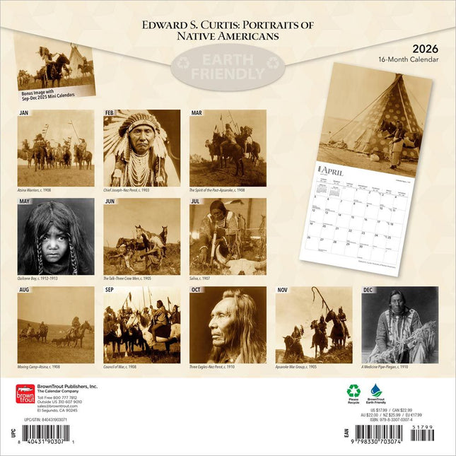 Browntrout Edward S. Curtis Portraits of Native Americans Kalender 2026