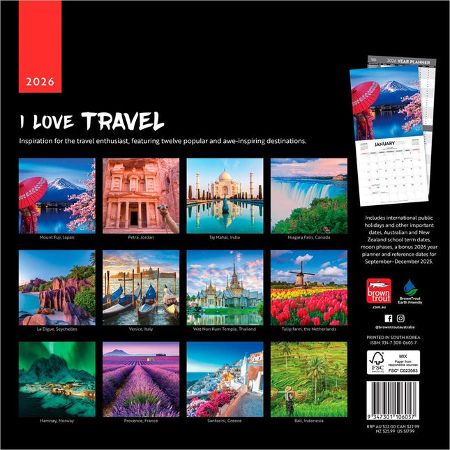 Browntrout I Love Travel Kalender 2026