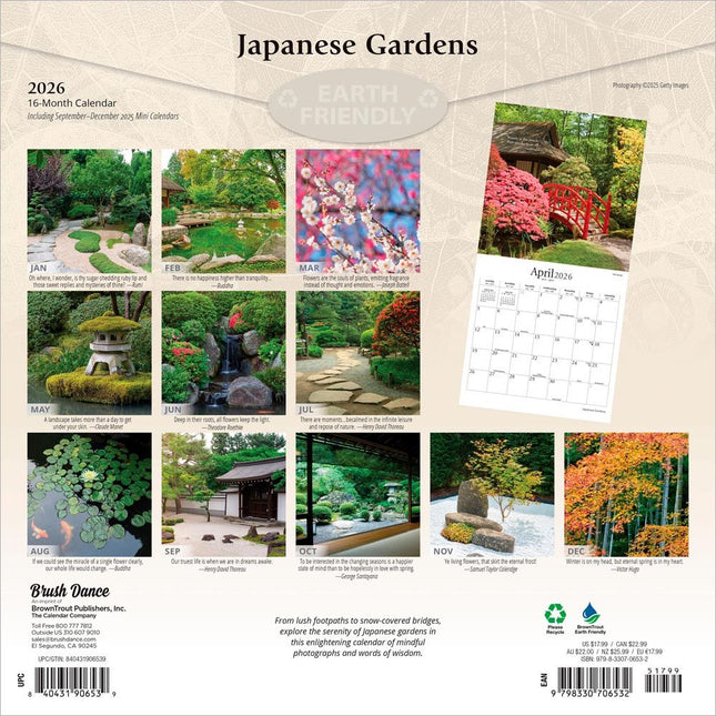Browntrout Japanese Gardens Kalender 2026