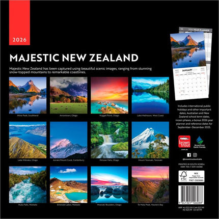 Browntrout Majestic New Zealand Kalender 2026