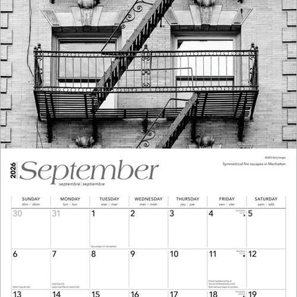 Browntrout New York City Kalender 2026 Black and White