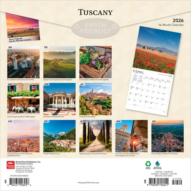 Browntrout Toscane Kalender 2026