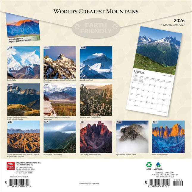 Browntrout World's Greatest Mountains Kalender 2026