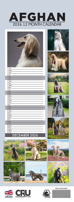 CalendarsRUs Afghaanse Windhonden Slimline Kalender 2026