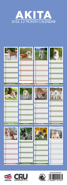 CalendarsRUs Akita Slimline Kalender 2026