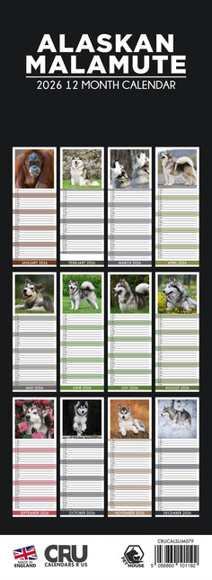 CalendarsRUs Alaskan Malamute Slimline Kalender 2026