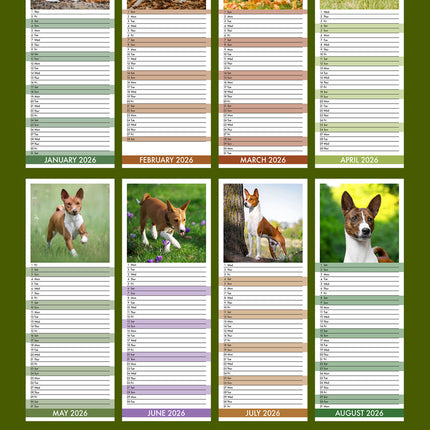CalendarsRUs Basenji Slimline Kalender 2026