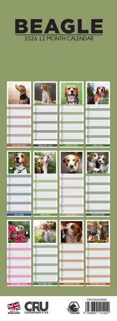 CalendarsRUs Beagle Slimline Kalender 2026