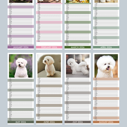 CalendarsRUs Bichon Frise Slimline Kalender 2026