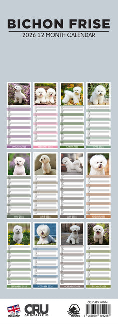 CalendarsRUs Bichon Frise Slimline Kalender 2026