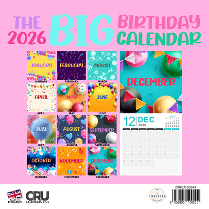 CalendarsRUs Big Birthday Kalender 2026