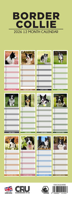 CalendarsRUs Border Collie Slimline Kalender 2026