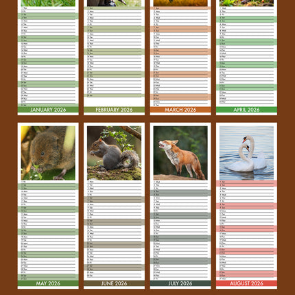 CalendarsRUs British Wildlife Slimline Kalender 2026