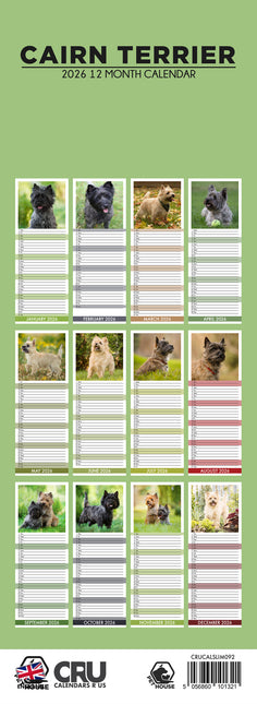 CalendarsRUs Cairn Terrier Slimline Kalender 2026