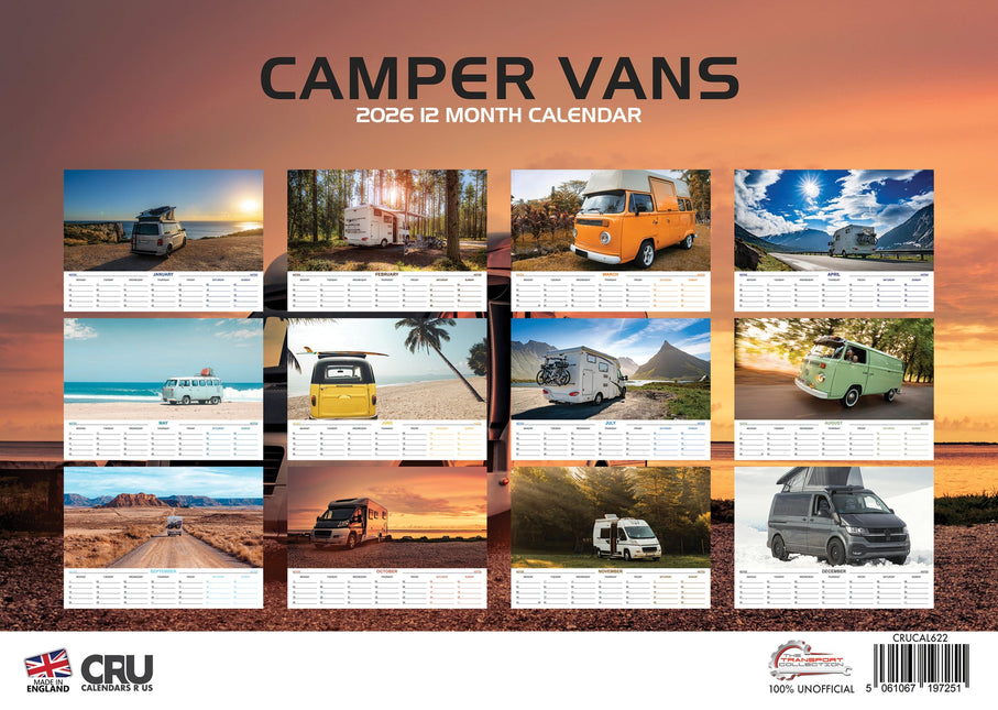 CalendarsRUs Camper Vans A3 Kalender 2026